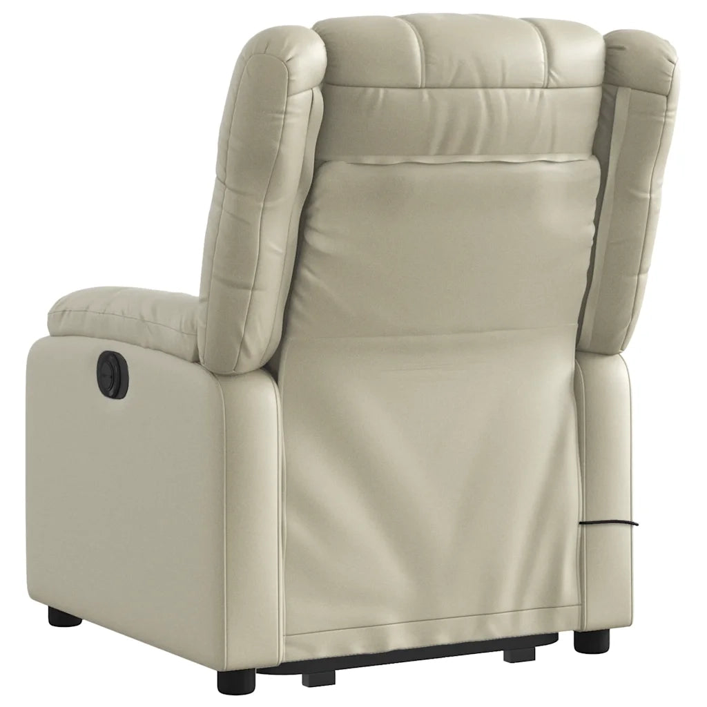 Poltrona Alzapersona Elettrica Reclinabile Crema in Similpelle 3205172
