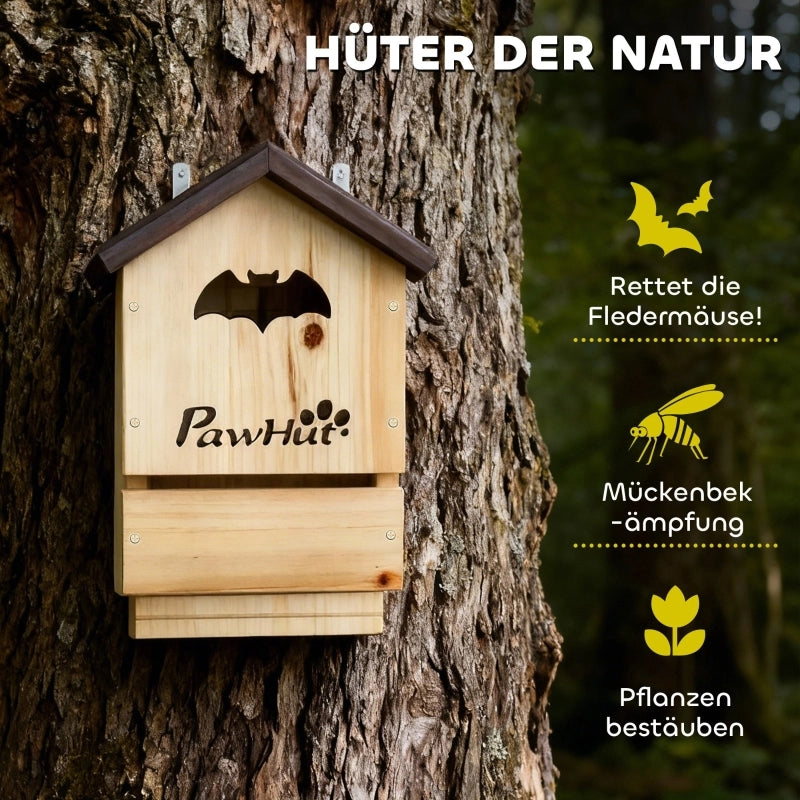 Set di 3 casette per pipistrelli in legno di abete, da appendere in giardino, 21,5 x 11,5 x 34 cm