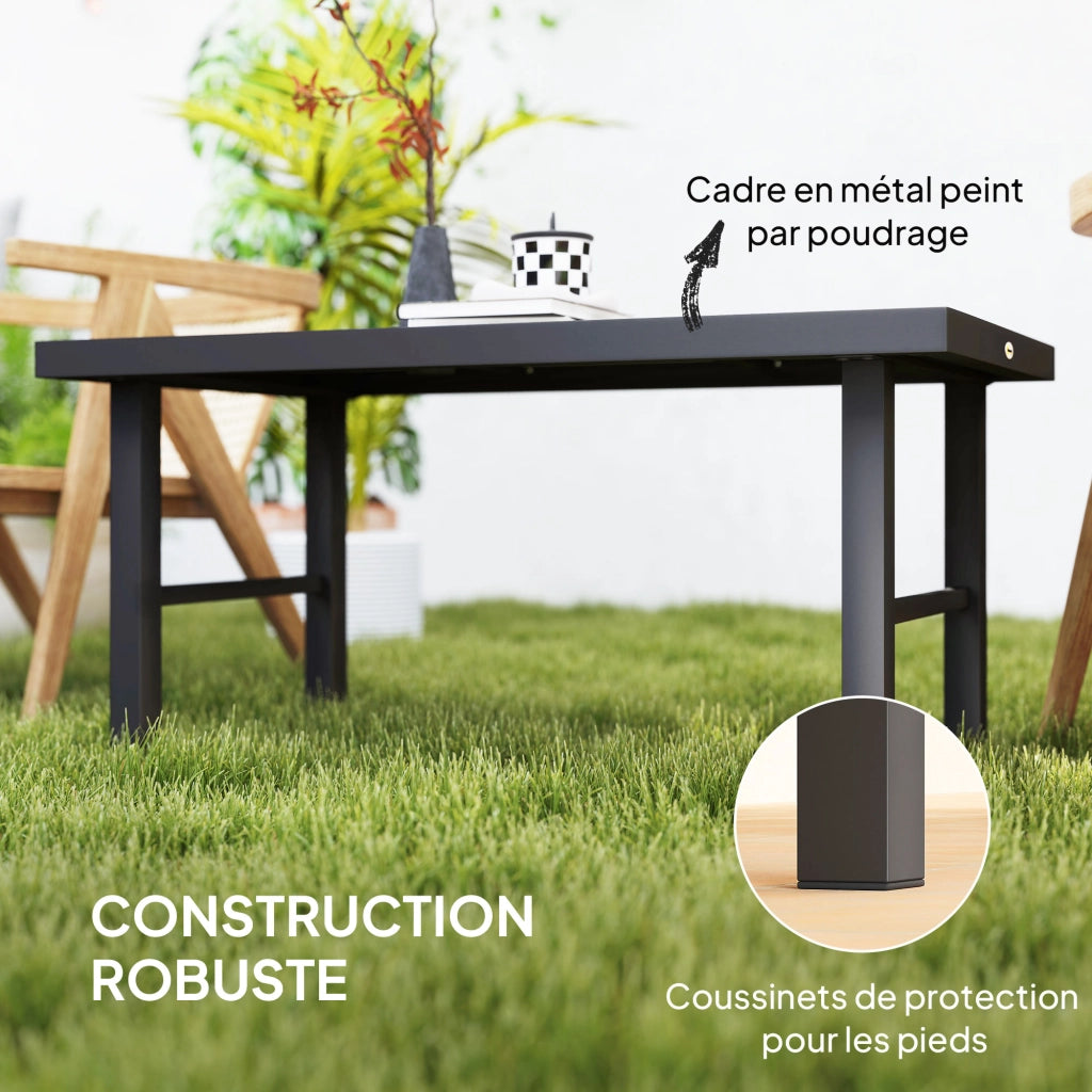 Tavolino da giardino rettangolare ¨C zephmum ¨C nero, metallo, 100x52x46 cm