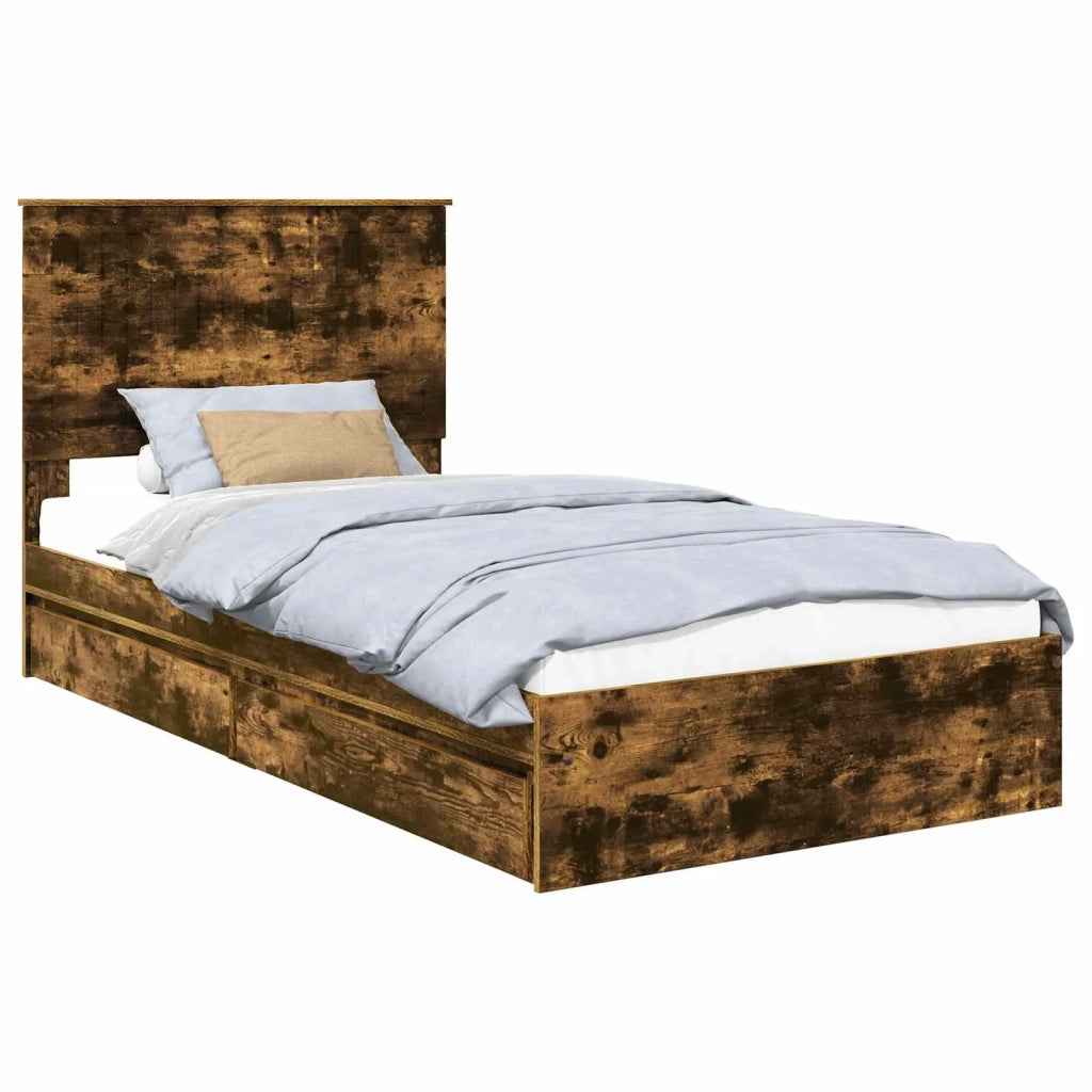 Letto con Contenitore con testiera Rovere fumé 100 x 200 cm