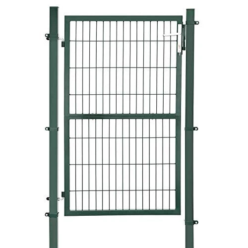 Cancello da giardino in acciaio zincato robusto e resistente con serratura e chiave verde 150 x 106 cm 12_0001886