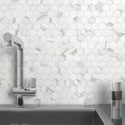 Tegli adesivi in vinile a forma di esagono 3D per cucina e bagno - effetto marmo e mozaico metallico - termoresistente e facile da pulire