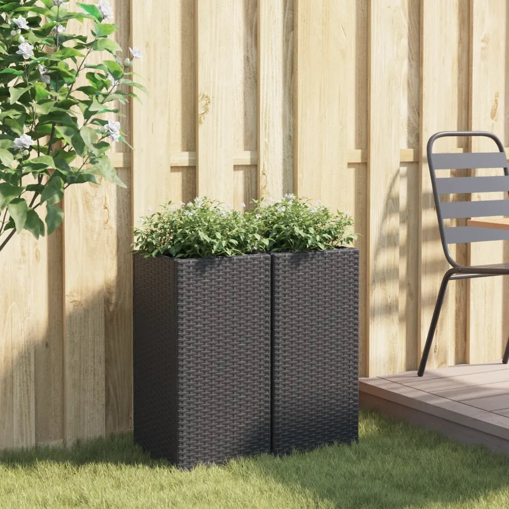 Fioriere da Giardino 2 pz Nere 30x30x60 cm in Polyrattan 3210516