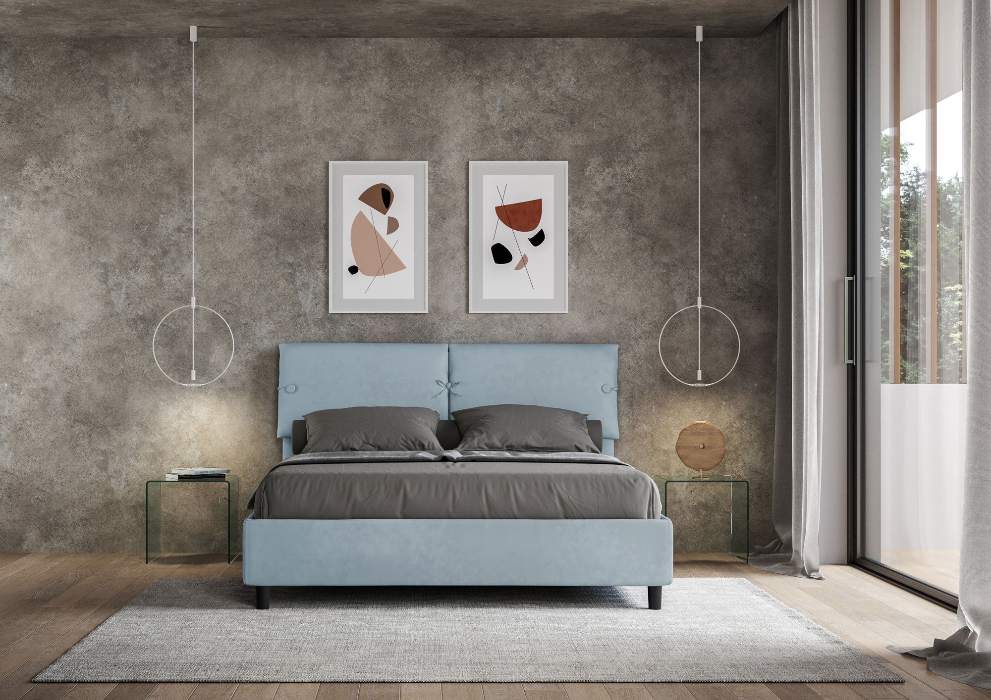 Letto Matrimoniale 160x200 cm con Rete Sleeper Azzurro