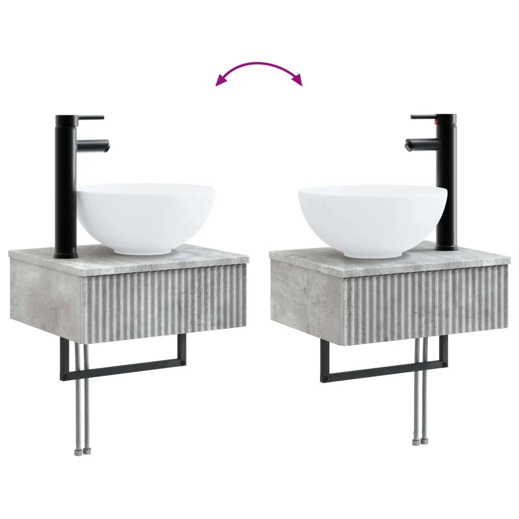 Set di mobili per il bagno 5 pz Grigio Cemento 3406006