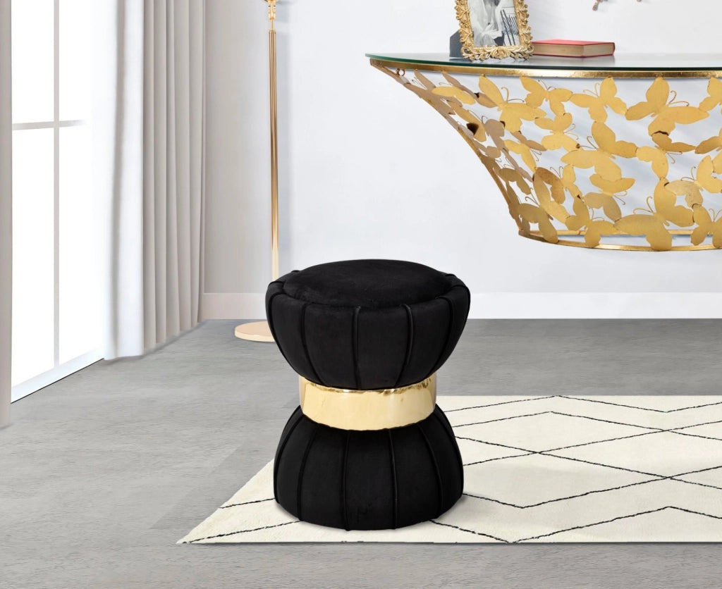 Sgabello Flower Nero Ø 40x44 cm in Legno e Plastica