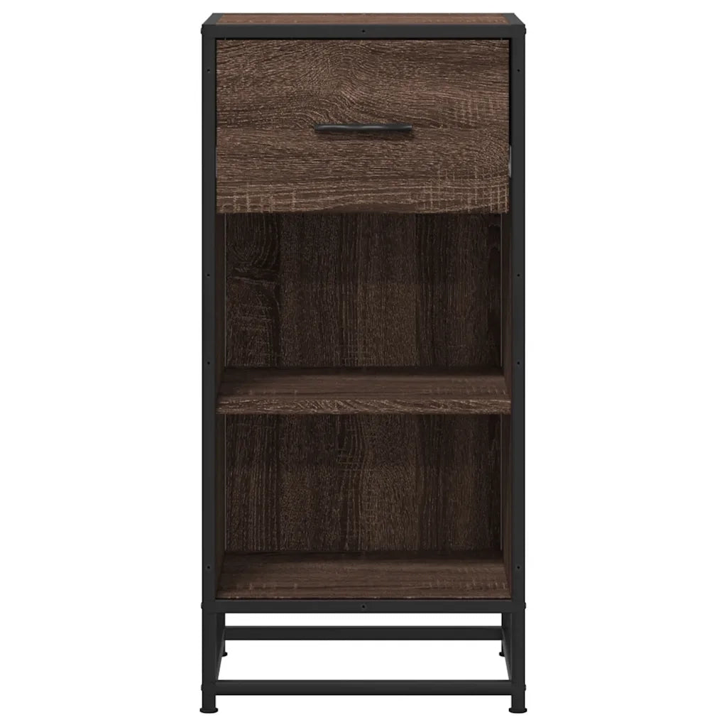 Credenza Rovere Marrone 35,5x35x76 cm in Truciolato e Metallo 848958