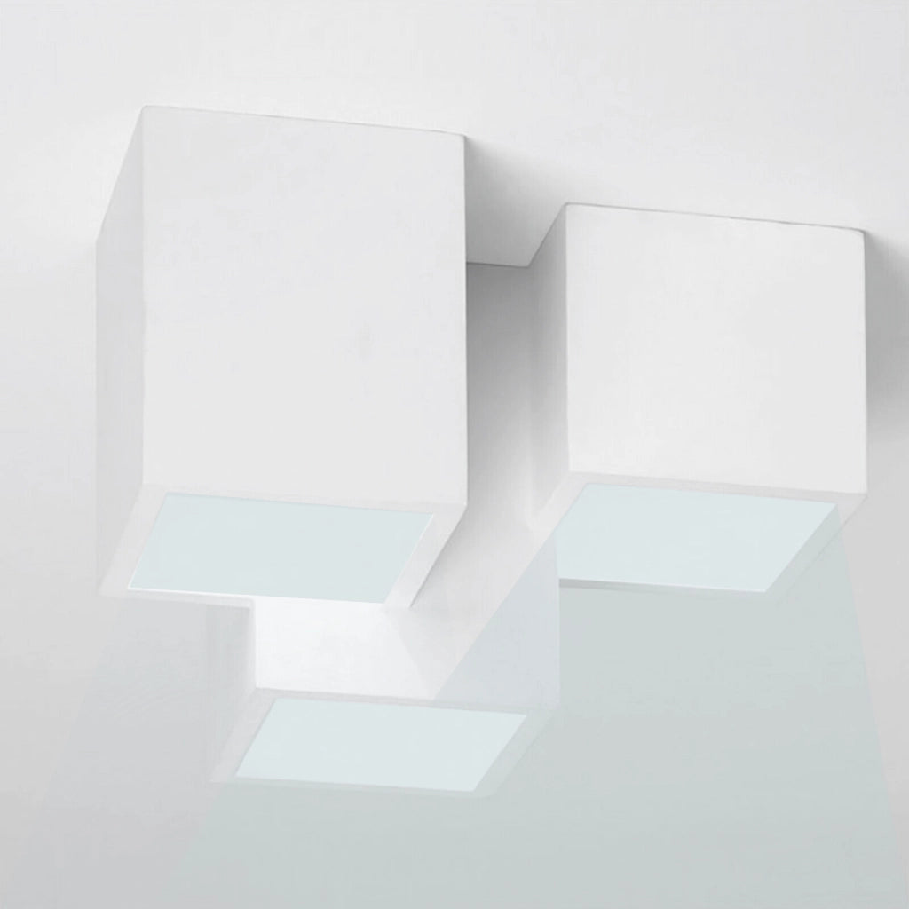 Lampada gesso da soffitto plafoniera a 3 cubi attacco faretto GU10 luce fredda