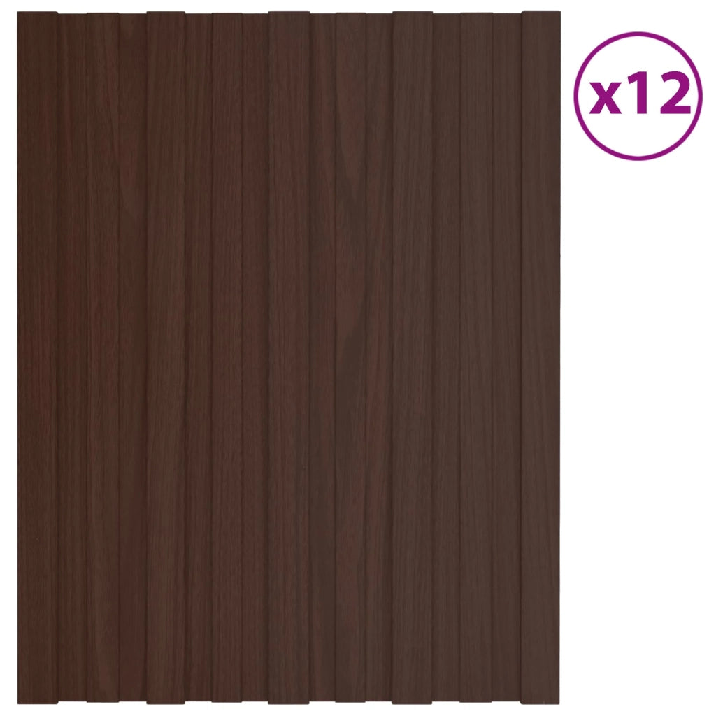 Pannello per tetto 12 pz Marrone 60 x 45 cm Acciaio zincato CFW2135552