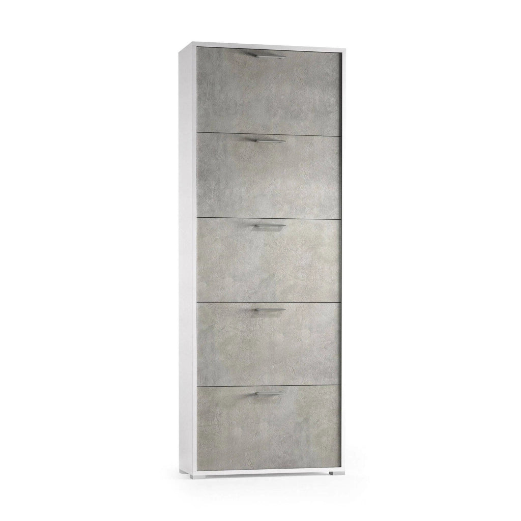 Mobile Portascarpe Amigo, Scarpiera 15 Paia Made in Italy, 67x18x184h cm Grigio Cemento