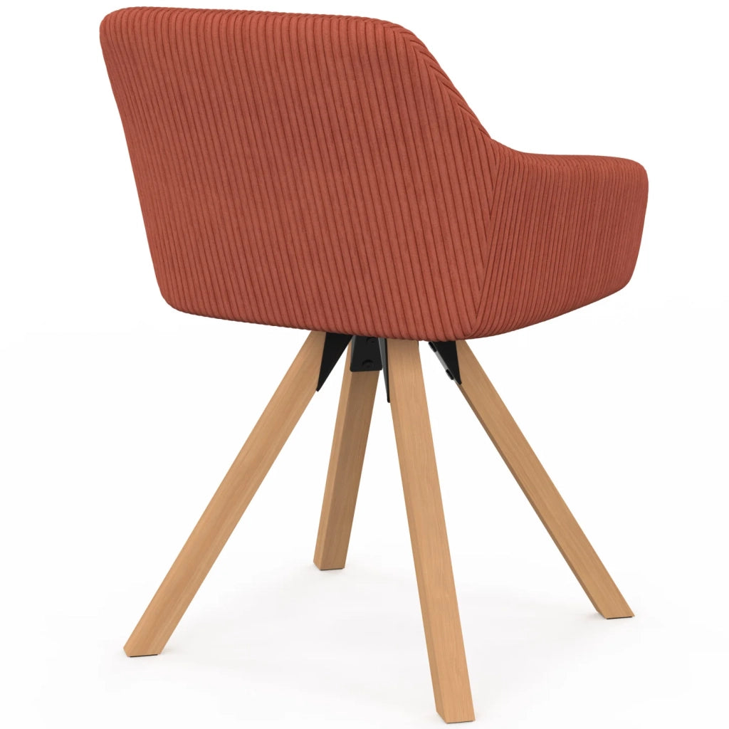 IDMarket - Set di 2 sedie da pranzo JANY, poltroncine da tavolo, velluto trapuntato color terracotta, gambe effetto legno