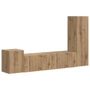 Set mobile TV 4 pz | Armadietto TV | Mobile Porta TV Rovere artigianale Legno multistrato