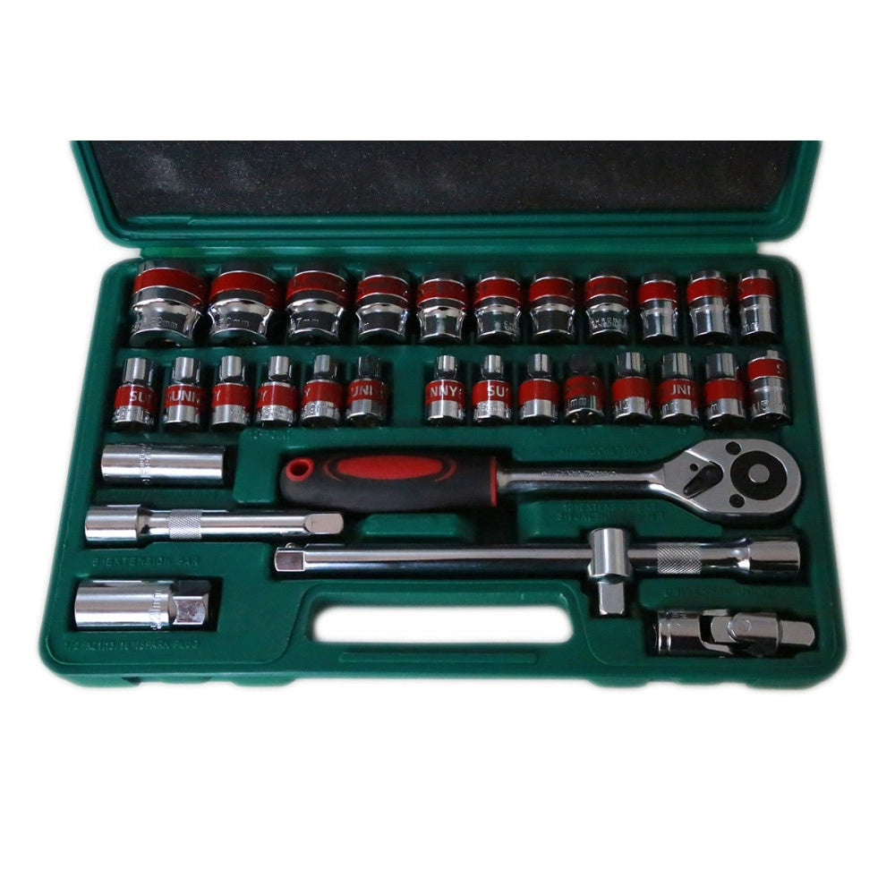 Trade Shop - Valigia Set Chiavi A Bussola 32 Pezzi Vanadium Con Cricchetto 32 Pz Vanadium -