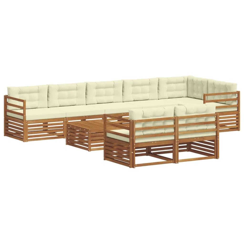 Set di divani da esterno con cuscino 9 pcs Naturale e Crema