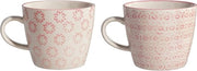 Tazze da caffè con manico - Tazze per il tè - Godere in compagnia - Decorazione a stampo artigianale - Set da 2 - Rosa