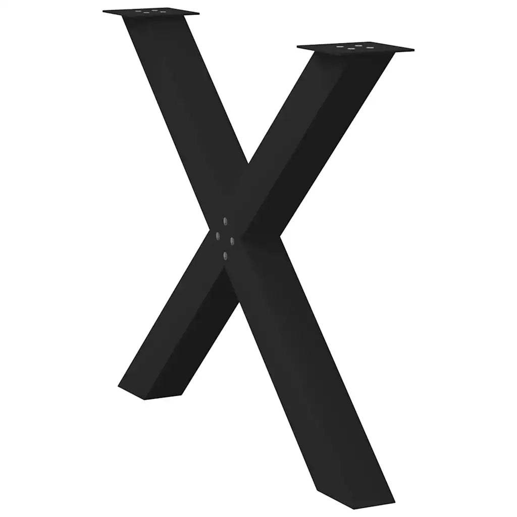Gambe per tavolo da pranzo a forma di X 3 pz nere 90x(72-73) cm in acciaio