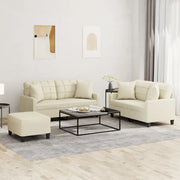 Set di Divani 3 pz con Cuscini Crema in Similpellecod mxl 130775