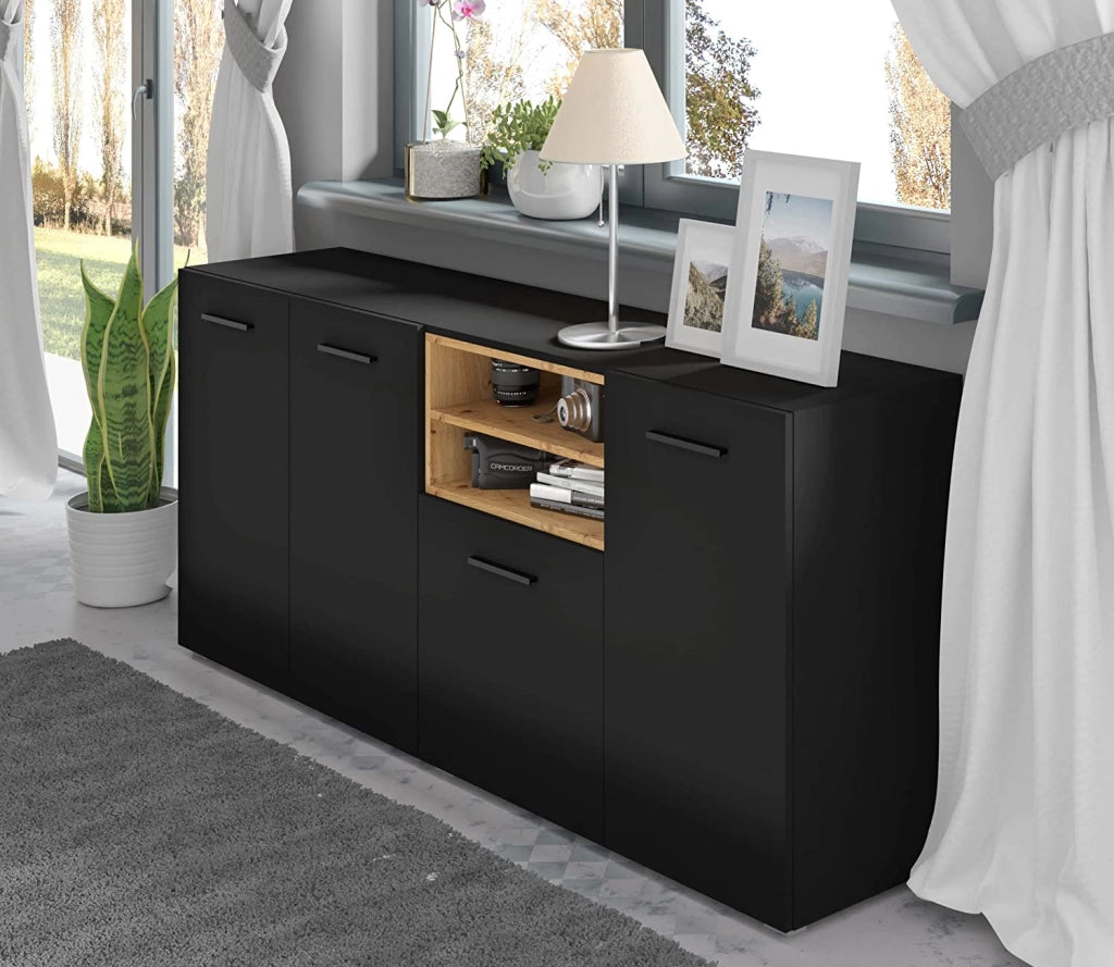 CASSETTIERA SOGGIORNO TV ANETTE DYNAMIC 24 151x44x86cm NERO OPACO ROVERE