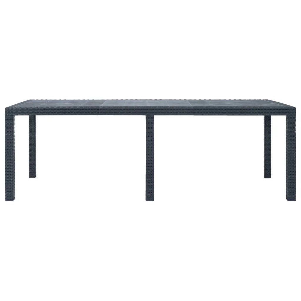 Tavolo da Giardino Antracite 220x90x72 cm Plastica Stile Rattan 45608