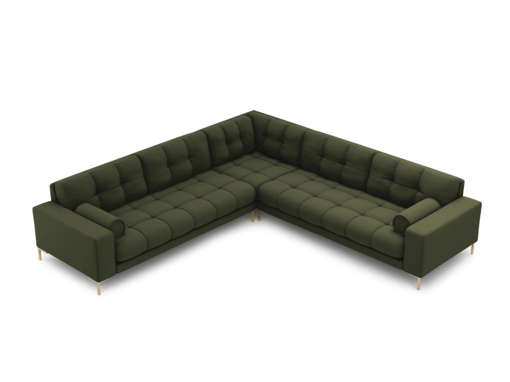 Cosmopolitan Design - Divano angolare reversibile "Bali" 6 posti in tessuto strutturato verde 