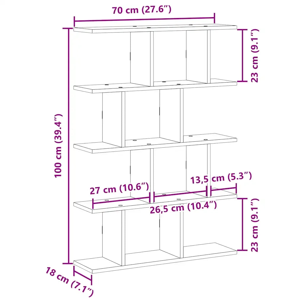 Mensola a Cubo da Muro 12 Scomparti in Truciolato Sonoma Grigio