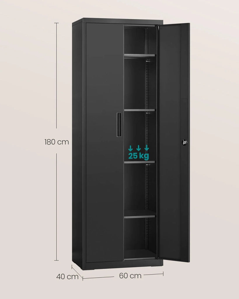 Armadio portaoggetti in acciaio armadio per ufficio a 5 ripiani con doppie ante robusto mobile portaoggetti per garage o ufficio grigio 12_0003987