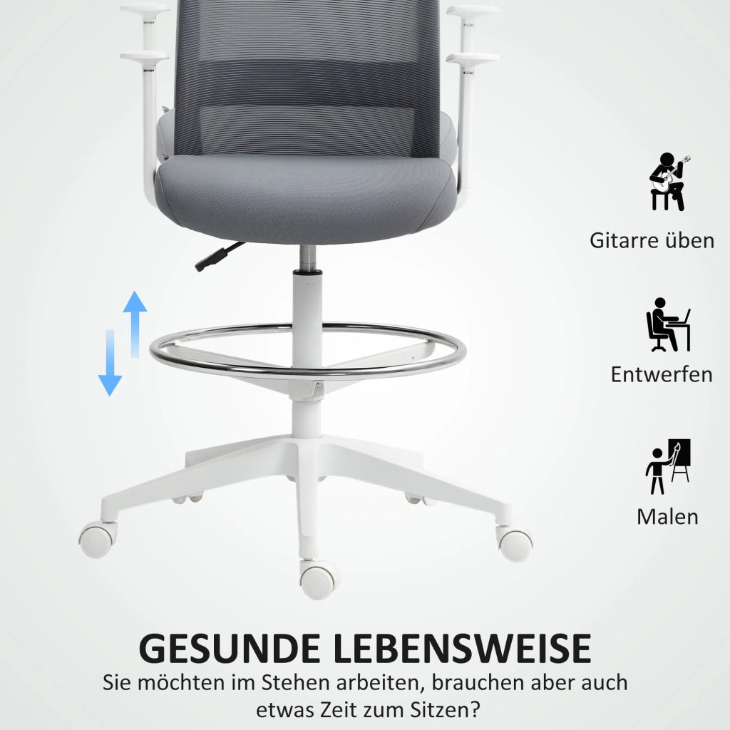 Sedia da ufficio girevole con rete e schienale ¨C Zephmum ¨C Grigia