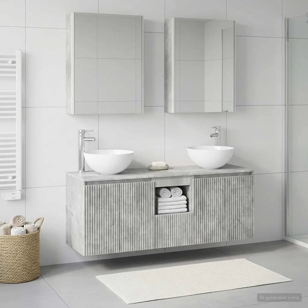 Set di Armadi da Bagno 5 pcs Grigio Cemento 53 x 15,5 x 70 cm 3406370