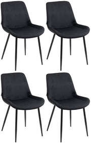 Set di 4 sedie da pranzo Victoria in velluto nero