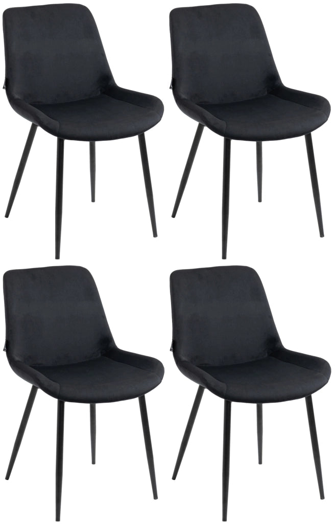 Set di 4 sedie da pranzo Victoria in velluto nero