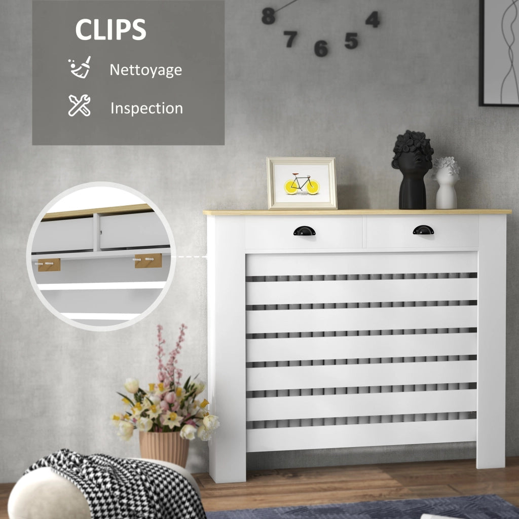 Copriradiatore con 2 cassetti in legno ¨C zephmum ¨C 111x19.5x95.5 cm bianco
