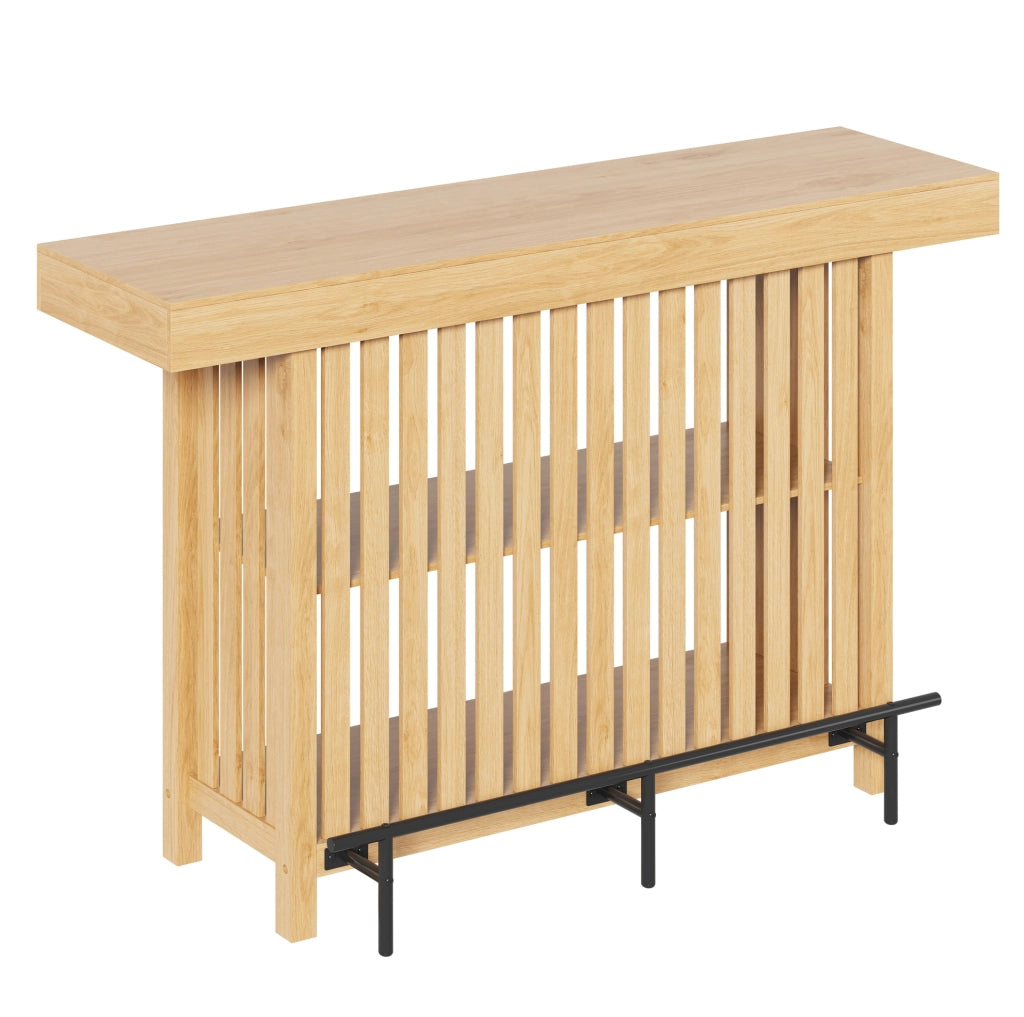 Tavolo Bar Compatto con Porta Piedi e Ripiani a 2 Livelli, 160x40x105 cm, MDF
