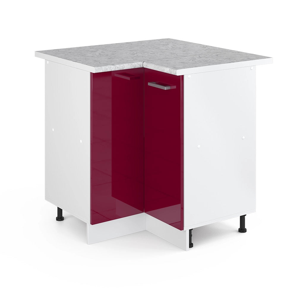 Armadio universale ad angolo R-Line Bordeaux lucido 75.6 cm con anta, con piano di lavoro Vicco