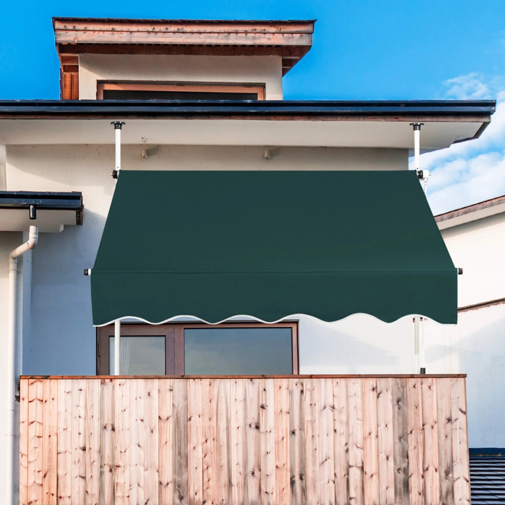 Tenda a molla larga 150 cm senza forare da balcone resistente ai raggi UV, Tenda regolabile in altezza Verde