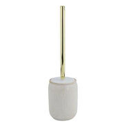 Trade Shop - Portascopino Bagno Wc Toilette Bianco Design Etnico Bordo Dorato Con Scopino 87793 -