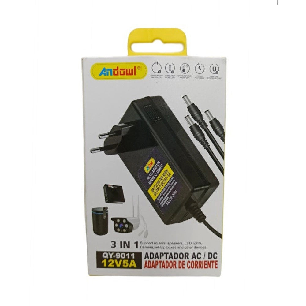 Trade Shop - Adattatore Alimentazione 3in1 Ac/dc 12v 5a Alimentatore Universale Qy-9011 3 Spine -