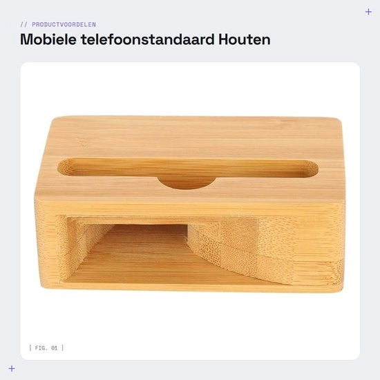 Sostegno per telefono portatile - Amplificatore acustico in legno - Compatta - Altoparlante per telefono - Sostegno per scrivania - Componente per desktop