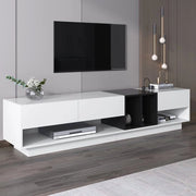 TV-Mobiliario con Finestra in Vetro - Design Moderno - Spazio di Rifornimento Funzionale in Bianco e Nero