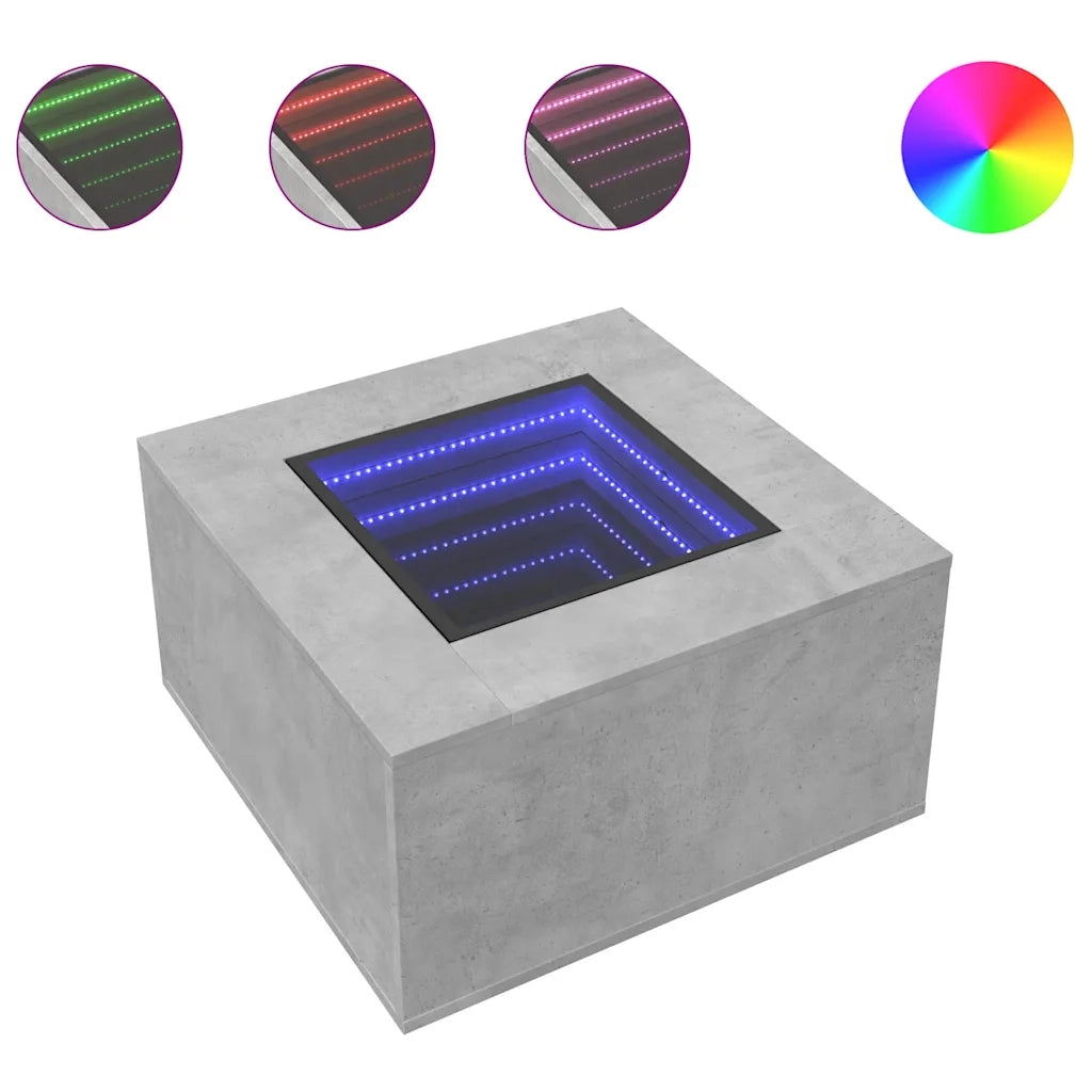 Tavolino Salotto con LED Grigio Cemento 60x60x40 cm Multistrato 847570