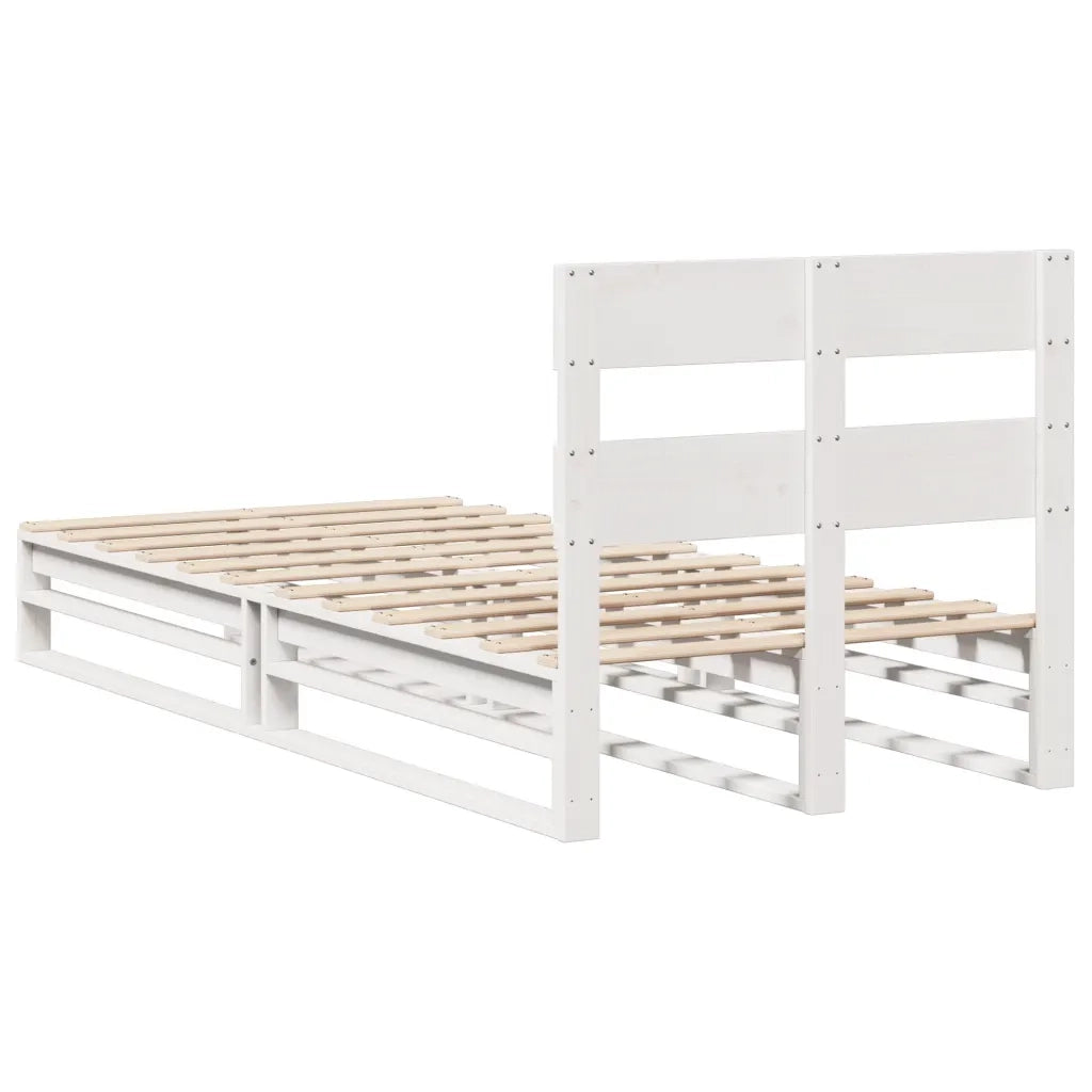 Letto senza Materasso-Struttura Letto Bianco 75x190 in Legno Massello di Pino 131887