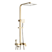 LANA | Set doccia premium oro lucido acciaio inox | Miscelatore doccia di design sistema doccia | Miscelatore doccia completo di doccetta