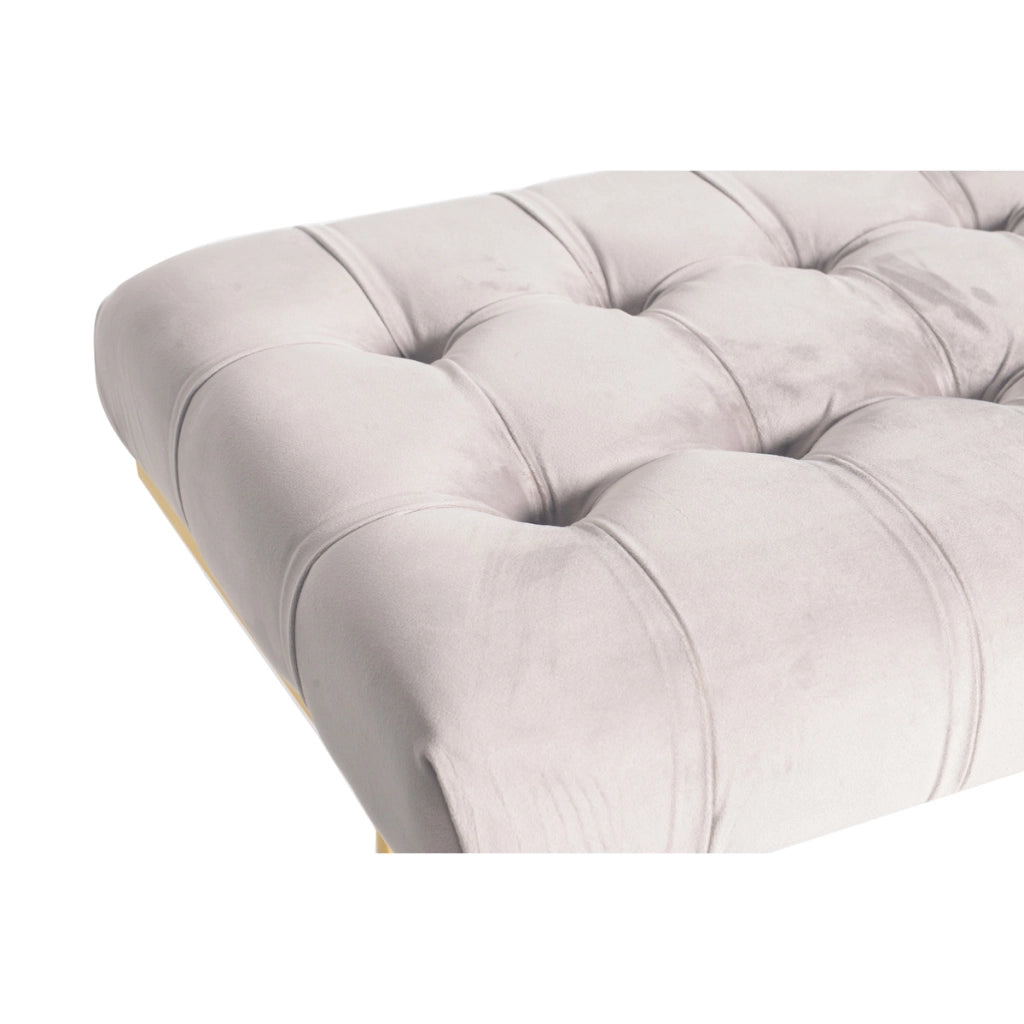 Panca Rarity in velluto taupe con base dorata