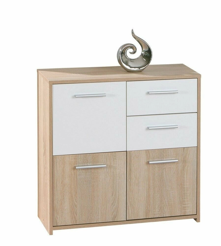 MOBILE SOGGIORNO BUFFET EBOLI 77x30x77H FINITURA ROVERE E BIANCO INTER LINK
