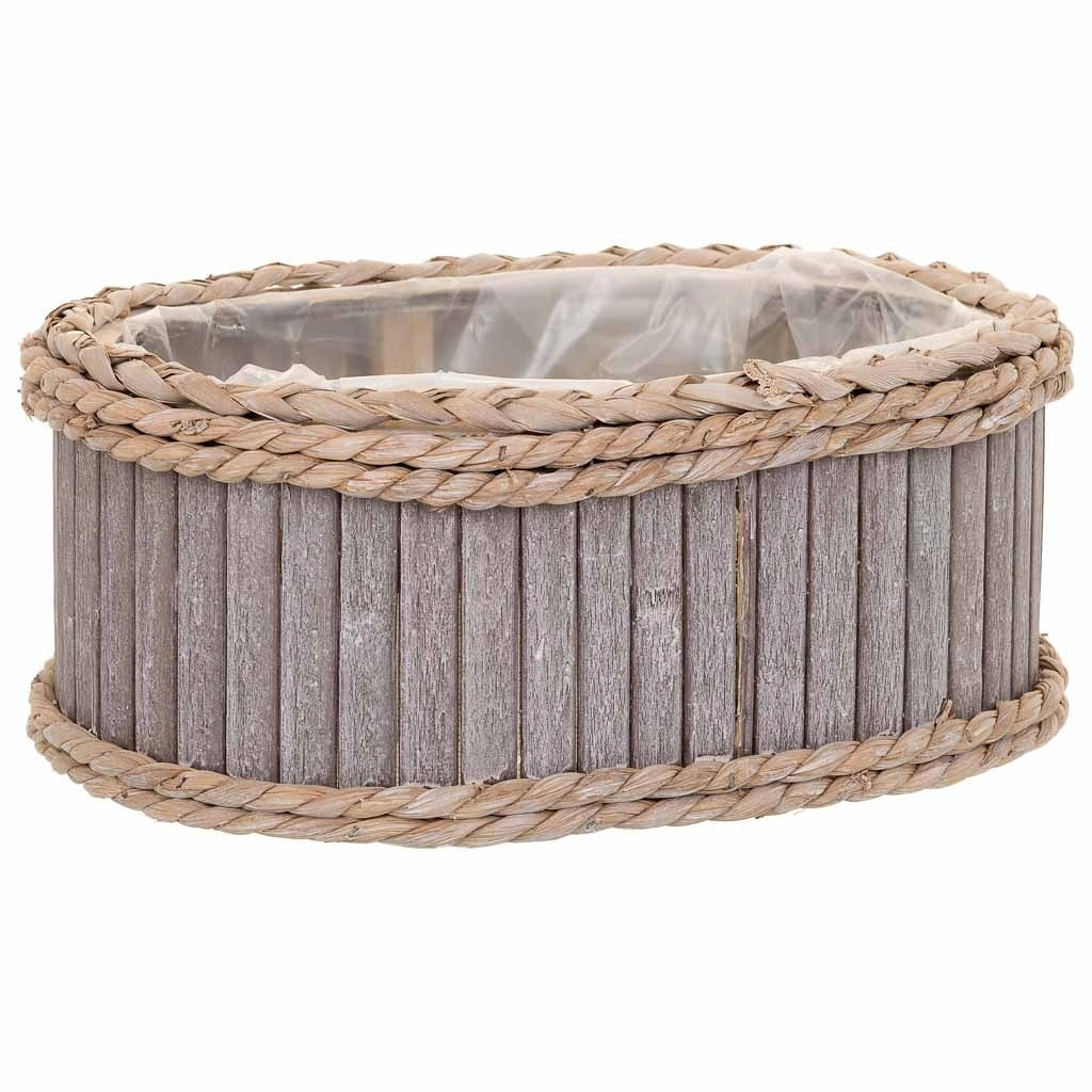 Set di 3 cestini ovali in legno grigio