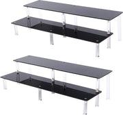 Display Stand a Doppio Livello in Acciaio con Raccordo in Cristallo per Tortine e Figurine di Collezione