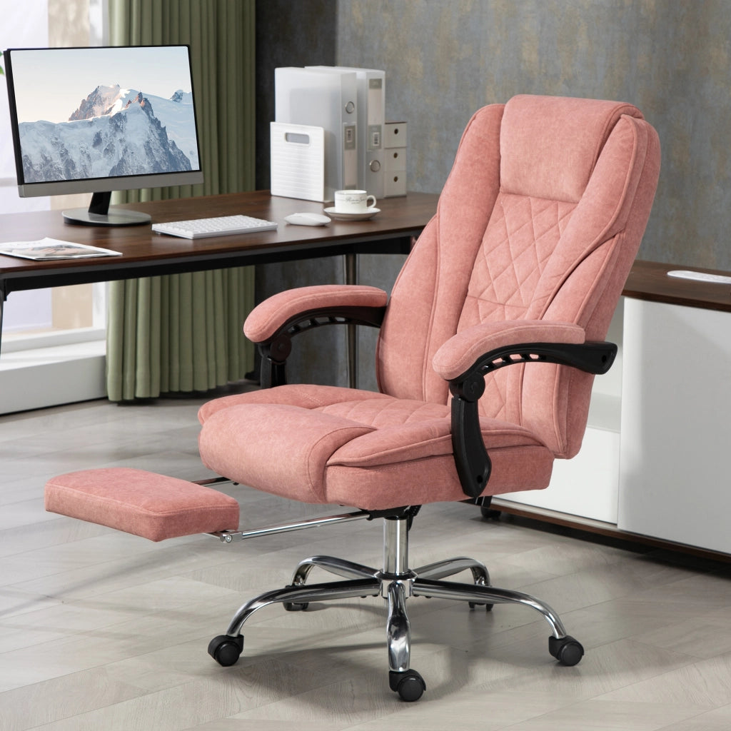 Sedia da ufficio ergonomica ¨C zephmum ¨C rosa con schienale regolabile e poggiapiedi