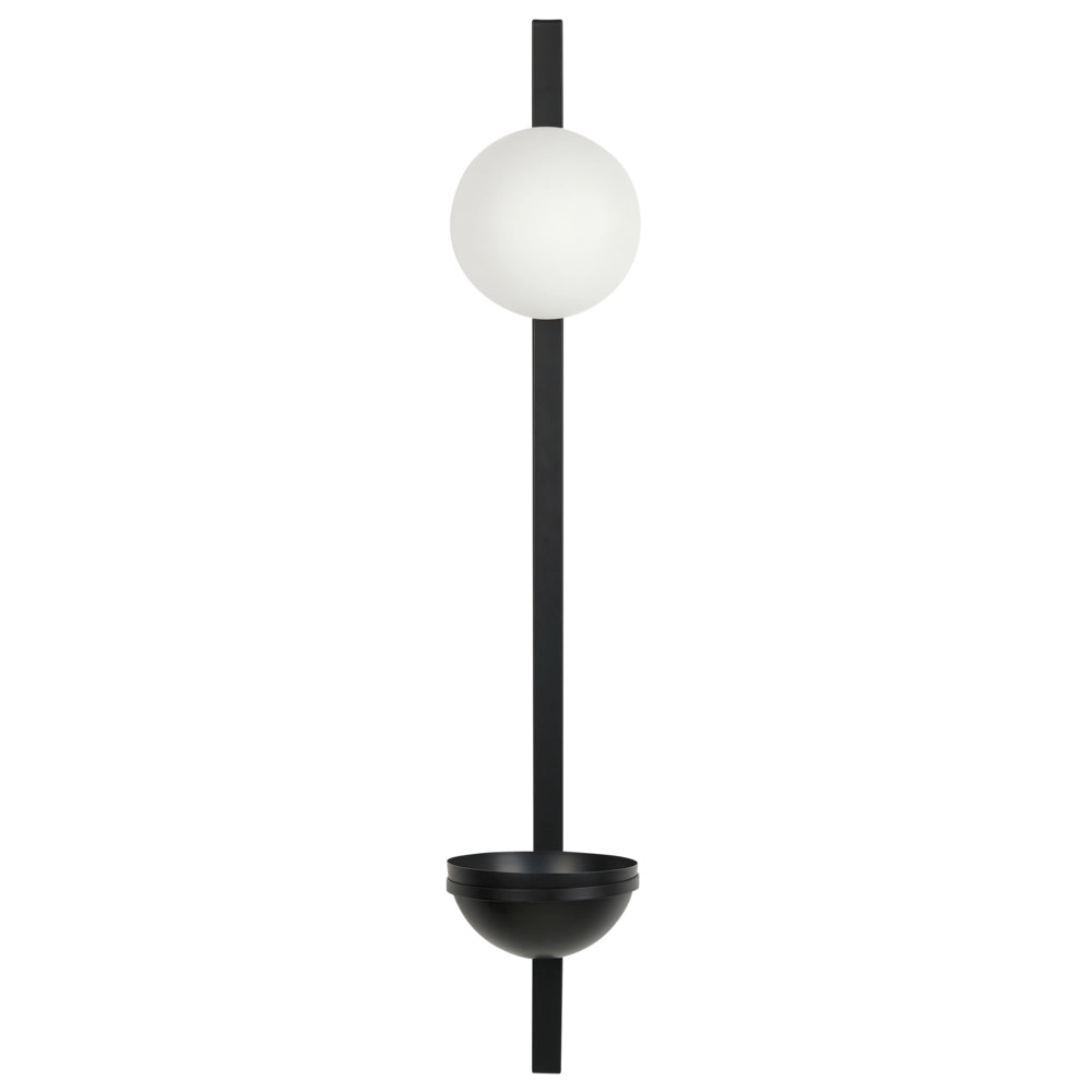 Lampada da parete con vaso per piante base nera in metallo e paralume in vetro stile moderno camera da letto