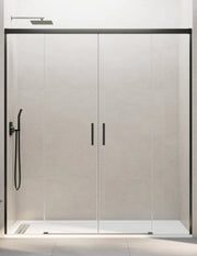 Porta doccia scorrevole 2+2 THALASSA (BASIC) 180 cm Profilo Titanio vetro trasparente