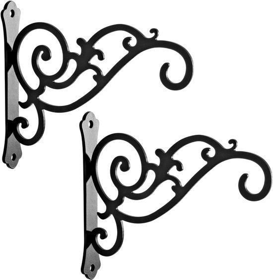 Set di 2 beugoli metallici per giardinaggio esterno - 6 pollici manigatti neri per lanterne e vasi di fiori