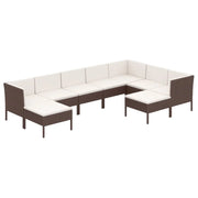 Mobili da giardino mobili da esterno Set di mobili da 9 pezzi con cuscini in resina intrecciata marrone 02_0018130